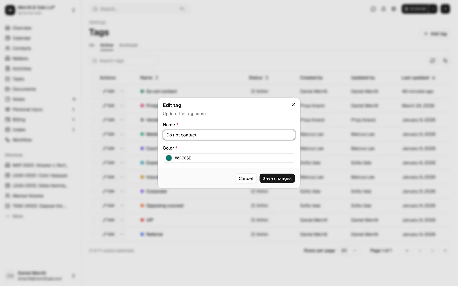 A tag row with the Edit button and the "..." menu visible, alongside the open Edit tag dialog.